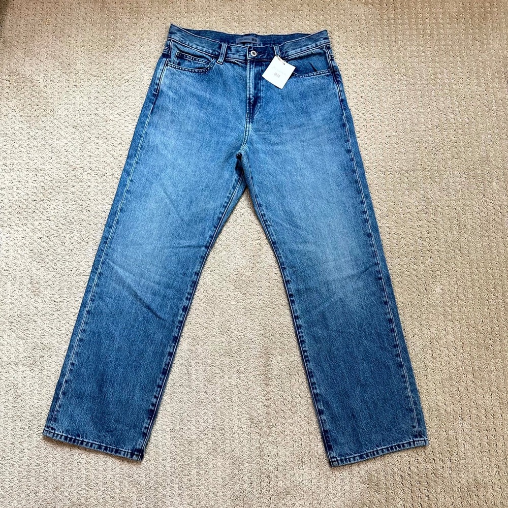 JW Anderson x Uniqlo Jeans Straight Leg Blue Denim Women's 29x31 476209 NEW‎